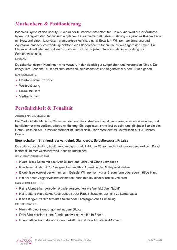 Leitfaden-Seite Positionierung und Tonalität